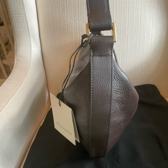 AllSaints Half Moon Leather Shoulder Bag in Bitter Brown - Picture 14 of 14